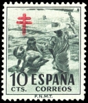 Stamps : Europe : Spain :  ESPAÑA SEGUNDO CENTENARIO Nº 1104 ** 10C VERDE PRO TUBERCULOSOS