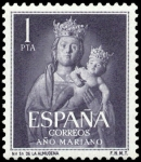 Stamps : Europe : Spain :  ESPAÑA SEGUNDO CENTENARIO Nº 1139 ** 1P VIOLETA OSCURO AÑO MARIANO 