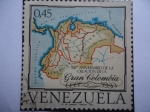 Stamps Venezuela -  150º Aniversario de la Creación  de la Gran Colombia - Mapa de 1827- Serie: La Gran Colombia.