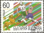 Stamps Bulgaria -  CAMPEONATO  MUNDIAL  FRANCIA  1998.  LEÒN  MASCOTA  Y  VARIOS  ESTILOS  DE  JUEGO.