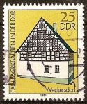 Stamps Germany -  Edificios de entramado. Cortijo, Weckersdorf (DDR).