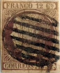 Stamps Spain -  Scott#13 12 cuartos 1852