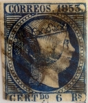 Stamps Spain -  Scott#23 6 reales 1853