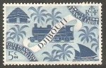 Stamps Djibouti -  Locomotora, barcaza y choza