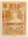 Stamps Spain -  5 pesetas sobre 4 pesetas 1927