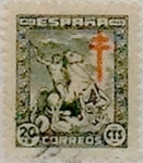 Stamps Spain -  20 céntimos + 5 céntimos 1944