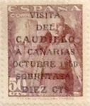 Stamps Spain -  +10 céntimos sobre 50 céntimos 1951