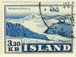 Stamps Iceland -  Avión en vuelo sobre regiones glaciares
