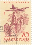 Stamps Hungary -  Avión sobrevolando Gyor