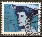 Stamps Germany -  Baronesa Gertrud von Le Fort (1876-1971), católico escritor alemán.