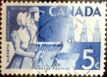 Stamps Canada -  Intercambio 0,20 usd 5 cent 1955