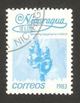 Stamps Nicaragua -  1257 - flor stachytarpheta indica