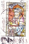 Stamps Spain -  vidriera-personaje religioso-catedral de Toledo (17)