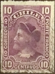 Stamps Chile -  Intercambio 0,70  usd  10 cents. 1900