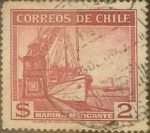 Stamps : America : Chile :  Intercambio 0,20  usd 2 pesos 1938