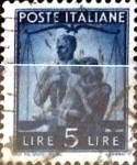 Stamps Italy -  Intercambio 0,20 usd 5 liras 1945