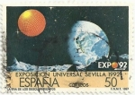 Stamps Spain -  (26).EXPO SEVILLA´92. LA TIERRA VISTA DESDE LA LUNA. EDIFIL 2876A