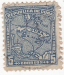 Stamps Cuba -  mapa isla de Cuba