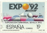 Stamps Spain -  (39).EXPO SEVILLA´92. LOGOTIPO SOBRE PABELLÓN IMAGINARIO. EDIFIL 2875