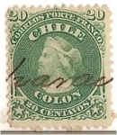 Sellos de America - Chile -  Colon / 1867 PRIMERA DENTADA