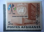 Stamps Asia - Afghanistan -  Día de las Naciones Unidas - sede de la Unión de Naciones en NY- Indicadores ONU.