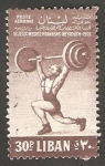 Stamps Lebanon -   174 - III Juegos del Mediterráneo, halterofília