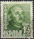 Stamps Spain -  ESPAÑA 1948 1021 Sello General Franco 15c Usado Stamps