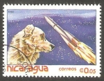 Stamps Nicaragua -  1184 - Conquista espacial, perra Laika