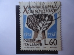 Stamps Italy -  X Annuale della Constituzione 1948-1958 - Árbol de Roble.