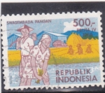 Sellos del Mundo : Asia : Indonesia : autosuficiencia alimentaria