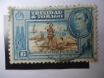 Stamps Trinidad y Tobago -  Discovery of Lake Asphalt by Walter Raleigh, 1595 - Rey George VI