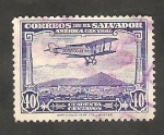 Sellos de America - El Salvador -   9 - Avión sobrevolando El Salvador