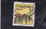 Stamps Colombia -  hojas y granos de café