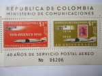 Sellos de America - Colombia -  Ministerio de Cumunicaciones- 40 Años de servicio POSTAL AEREO 1919-1959