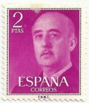 Sellos de Europa - Espaa -  SERIE BÁSICA FRANCO. VALOR FACIAL 2 Pts. COLOR PÚRPURA. EDIFIL 1158