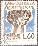 Stamps Italy -  Intercambio cr5f 0,20 usd 60 l. 1958