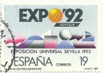 Stamps Spain -  (115) EXPO SEVILLA´92. LOGOTIPO SOBRE PABELLÓN IMAGINARIO. EDIFIL 2875