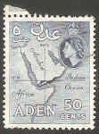 Sellos de Asia - Yemen -  Aden - 54 - Elizaberh II, y Mapa