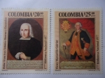 Sellos de America - Colombia -  Oidor, Francisco Antonio Moreno y el Virrey, Manuel de Guirior - 1777Biblioteca Nacional 1977