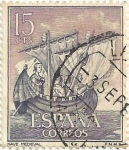 Stamps Spain -  HOMENAJE A LA MARINA ESPAÑOLA. NAO MEDIEVAL. EDIFIL 1599