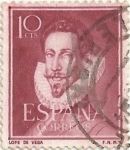 Stamps Spain -  LITERATOS. LOPE DE VEGA. EDIFIL 1072