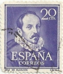 Stamps : Europe : Spain :  LITERATOS. JUAN RUIZ DE ALARCÓN. EDIFIL 1074