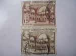 Stamps Colombia -  III Centenario del Colegio Mayor de Nuestra Señora del Rosario-Bogotá 1653-1953 - Claustro y Estatua