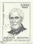 Stamps Argentina -  PERSONALIDADES ILUSTRES. ALMIRANTE GUILLERMO BROWN. YVERT AR 1212