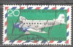 Stamps Germany -  50 años servicio de correo aéreo alemán (Junkers JU 52).