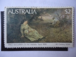 Stamps Australia -  Fred McCubbin- On the Wallaby Trak 1896.