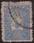 Stamps : Asia : Turkey :  Pequeña Tughra coronada por Rayos  1905 1 piastra