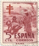 Stamps : Europe : Spain :  PRO TUBERCULOSOS. NIÑOS EN LA PLAYA, DE SOROLLA, VALOR FACIAL 5 Cts. EDIFIL 1103