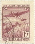 Sellos del Mundo : America : Argentina : LINEAS AÉREAS ARGENTINAS. AVIÓN SOBRE CASCADAS IGUAZÚ. YVERT AR 467