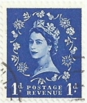 Stamps : Europe : United_Kingdom :  SERIE BÁSICA ISABEL II TIPO WILDING. VALOR FACIAL 1 p. YVERT GB 328